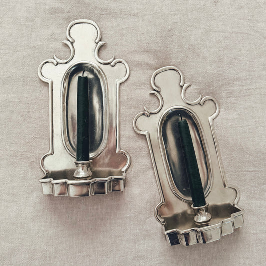 Pair of Pierre Deux French Pewter Candle Sconces (2 included)