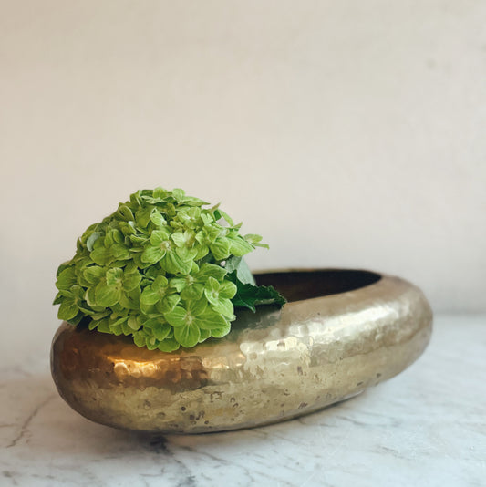 Vintage Oval Hammered Brass Vessel