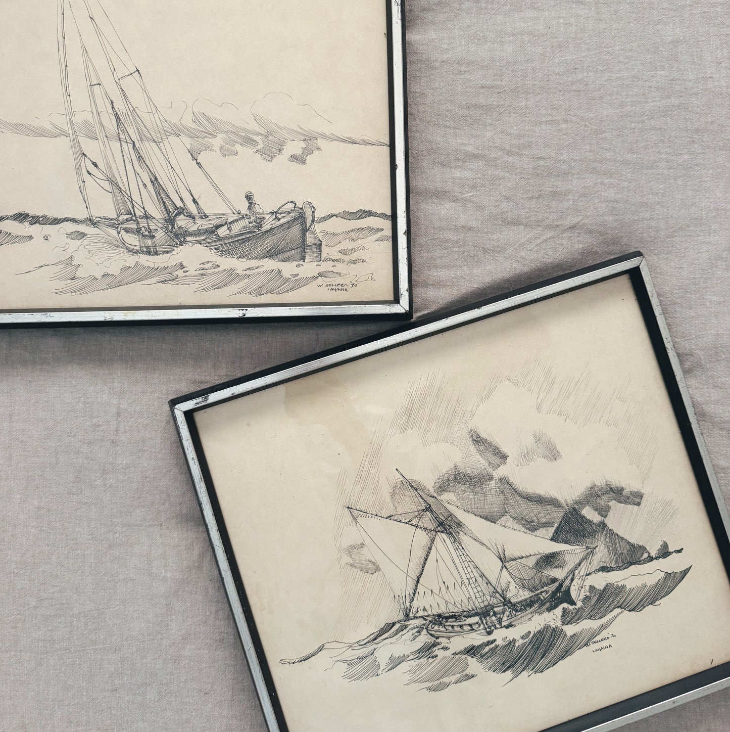 Pair of Rustic Ship Art (sold together)