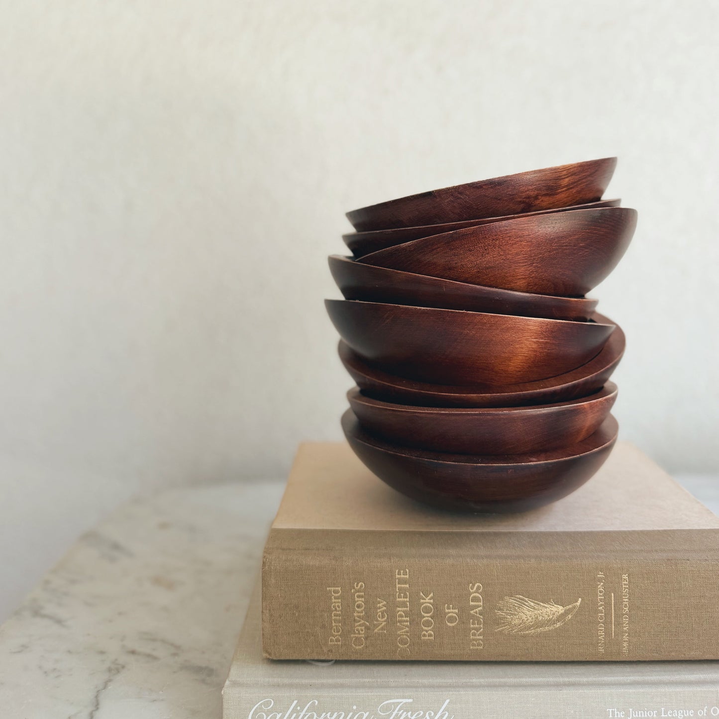 Set of Eight Vintage Wooden Bowls