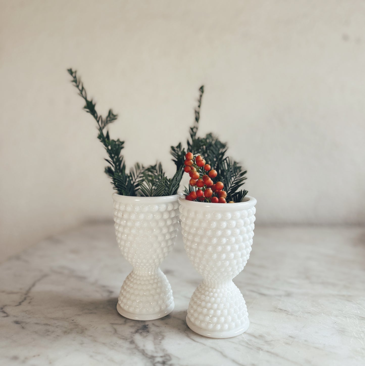 Pair of Hobnail Double Ended Egg Cups