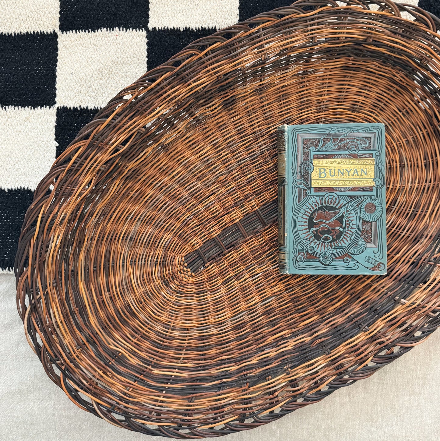Large Flat Woven Basket