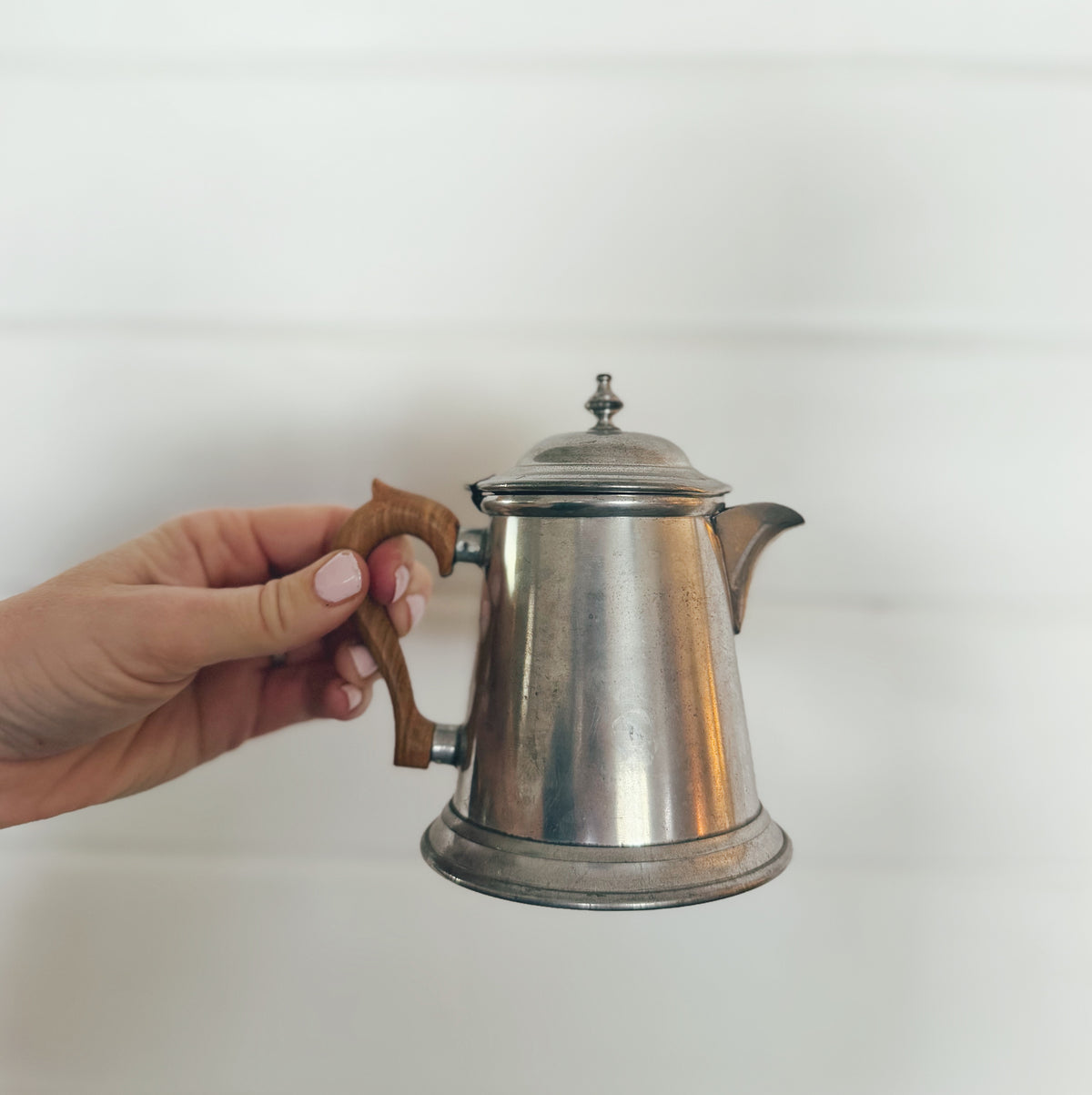 Small Pewter Pitcher With Wooden Handle