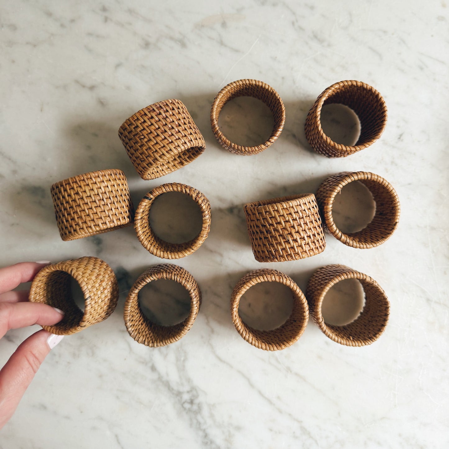 Set of 11 Rattan Napkin Rings
