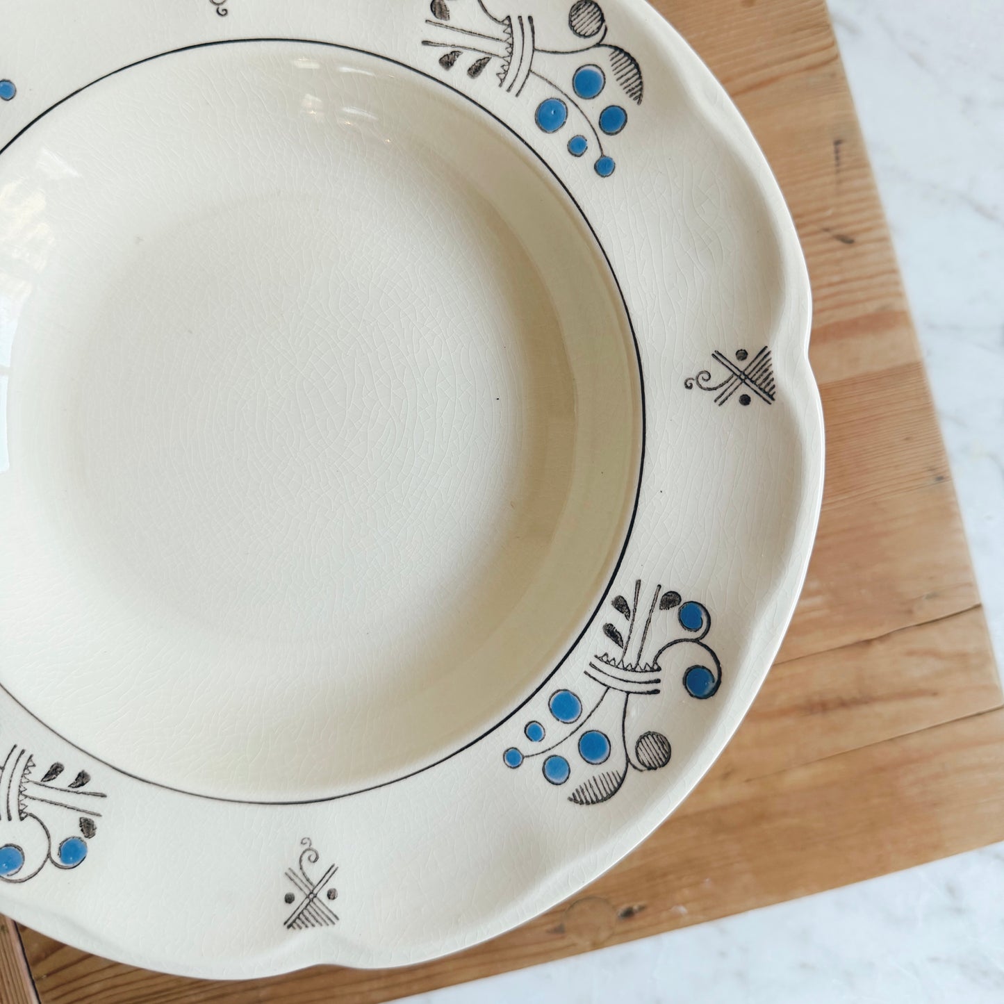 Set of 8 Swedish Ceramic Deep Dish Plates (salad plate size, priced as a set)