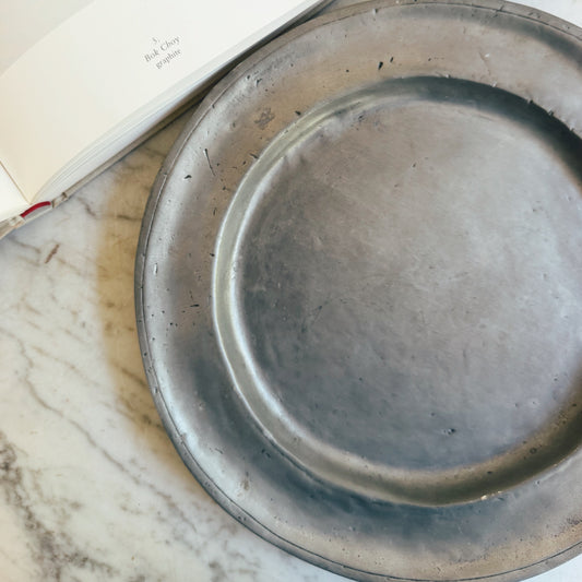 Amazing Primitive Pewter Plate