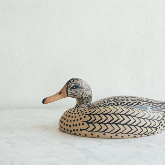 Hand Painted Black and White Vintage Duck