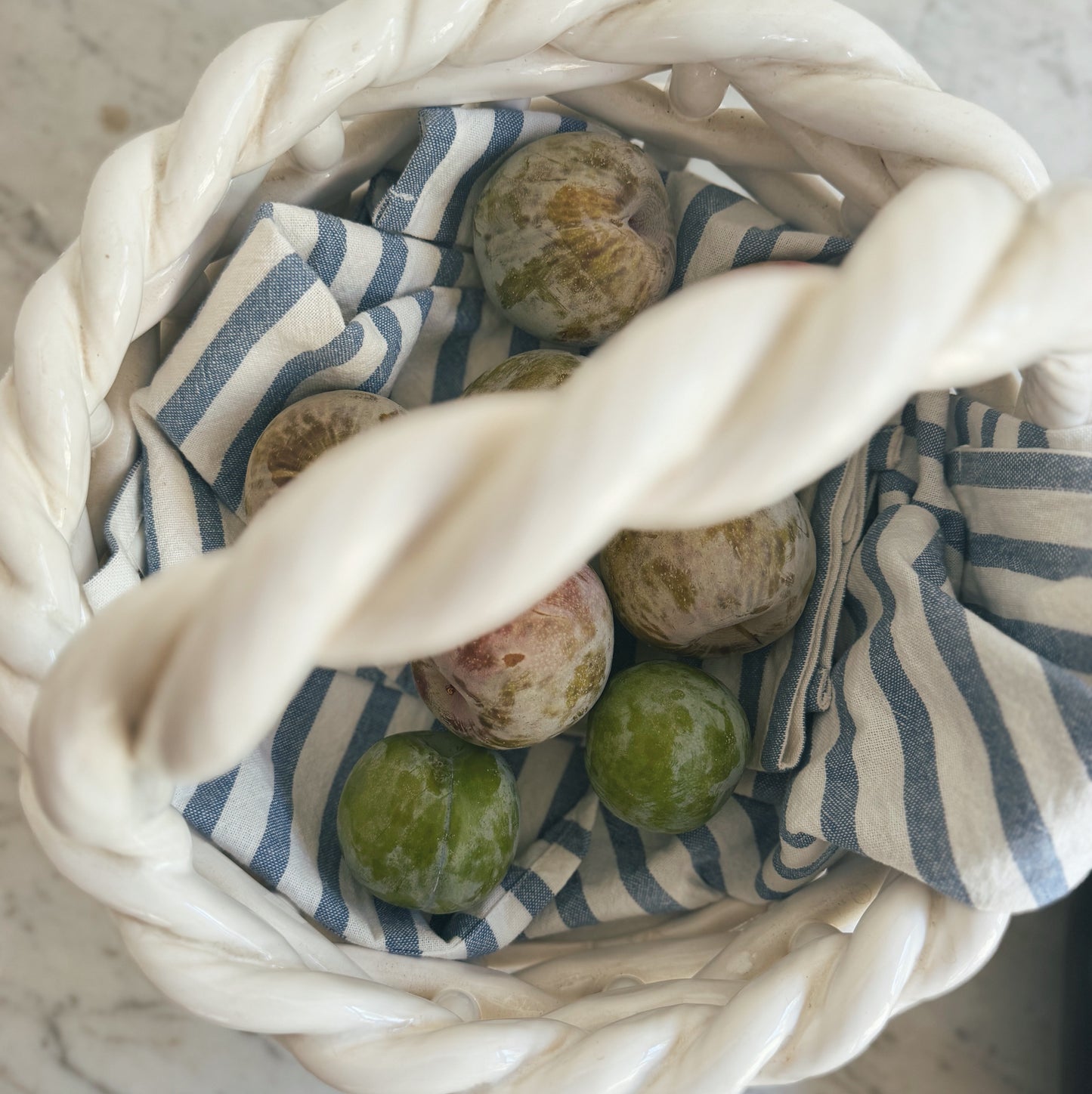 Vintage Woven Ceramic Basket (local purchase only)
