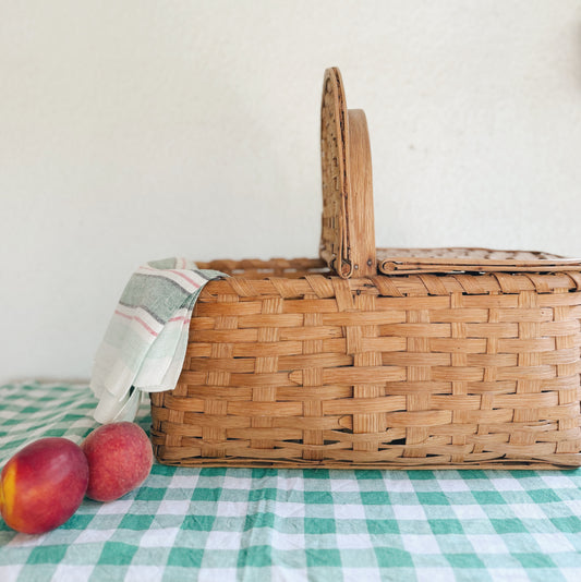 Antique Wooden Picnic Basket