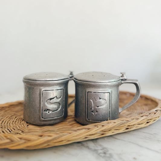 Pair of Pewter Salt and Pepper Shakers