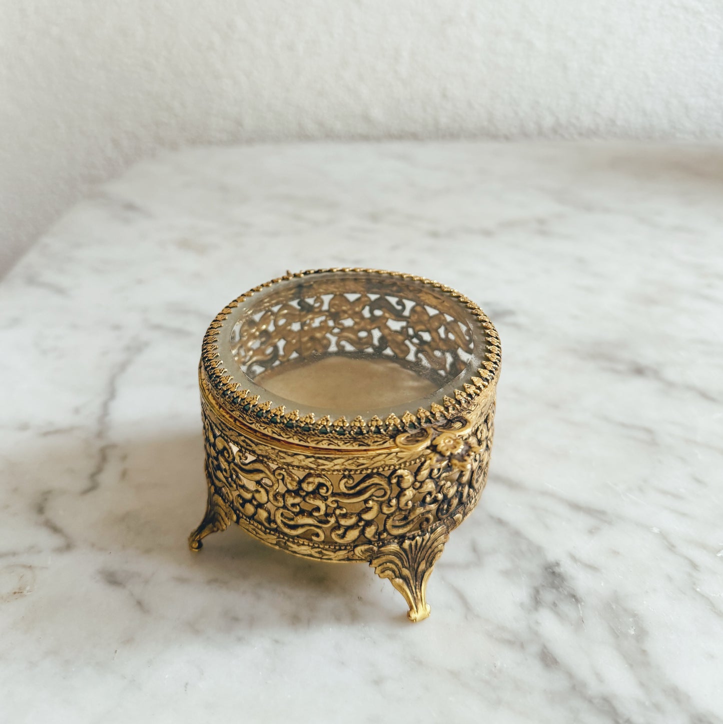 Vintage Gold Ormolu Beveled Glass Box