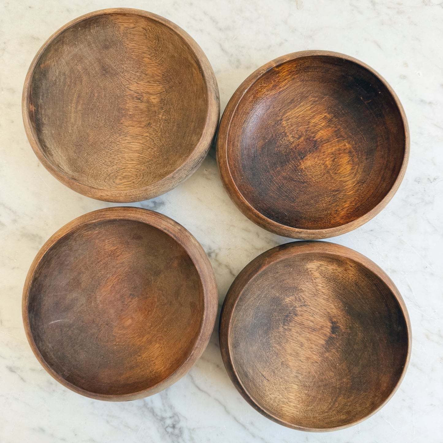 Set of Four Vintage Wooden Bowls