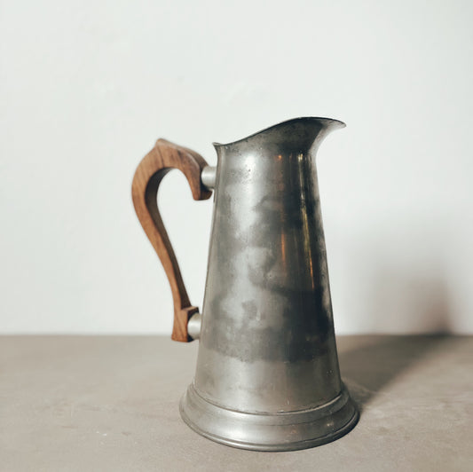 Pewter Pitcher With Wooden Handle