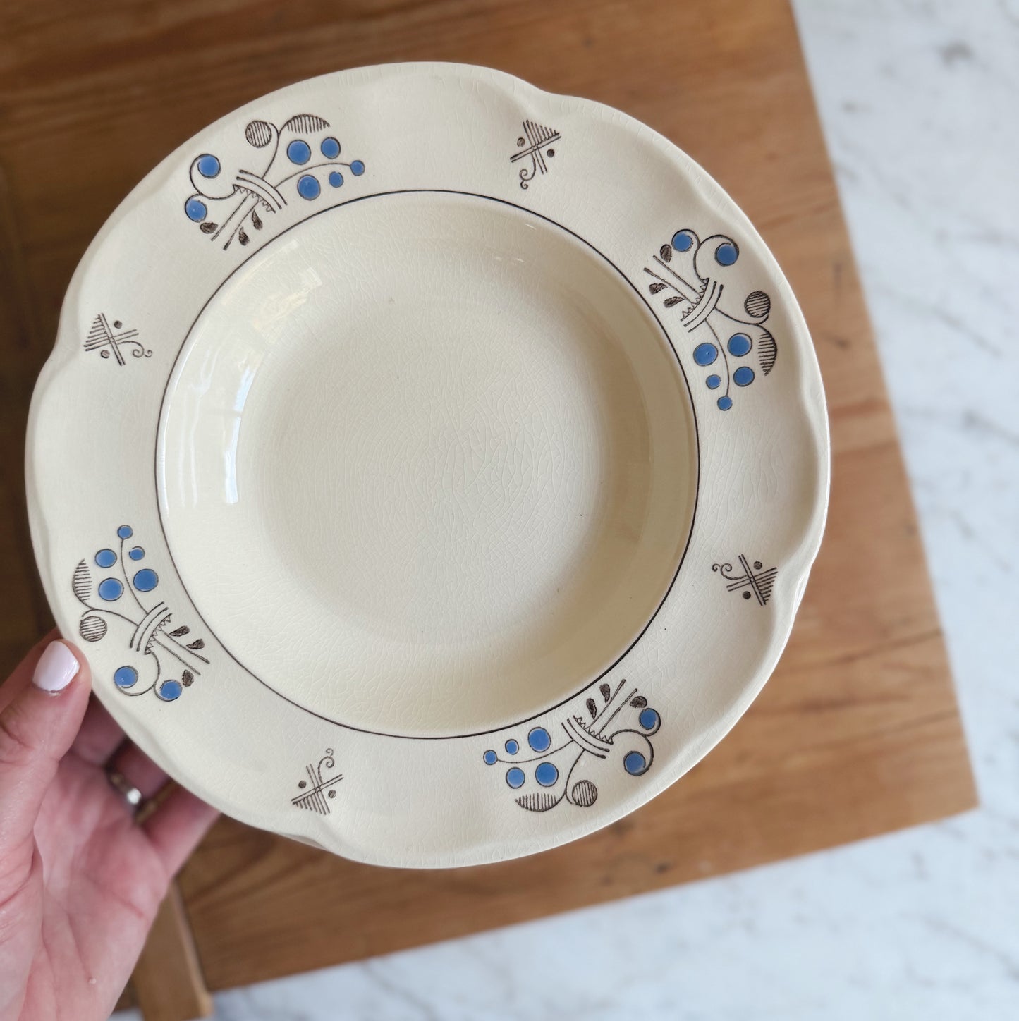 Set of 8 Swedish Ceramic Deep Dish Plates (salad plate size, priced as a set)