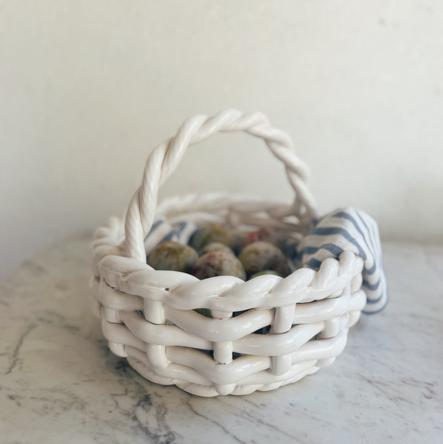 Vintage Woven Ceramic Basket (local purchase only)