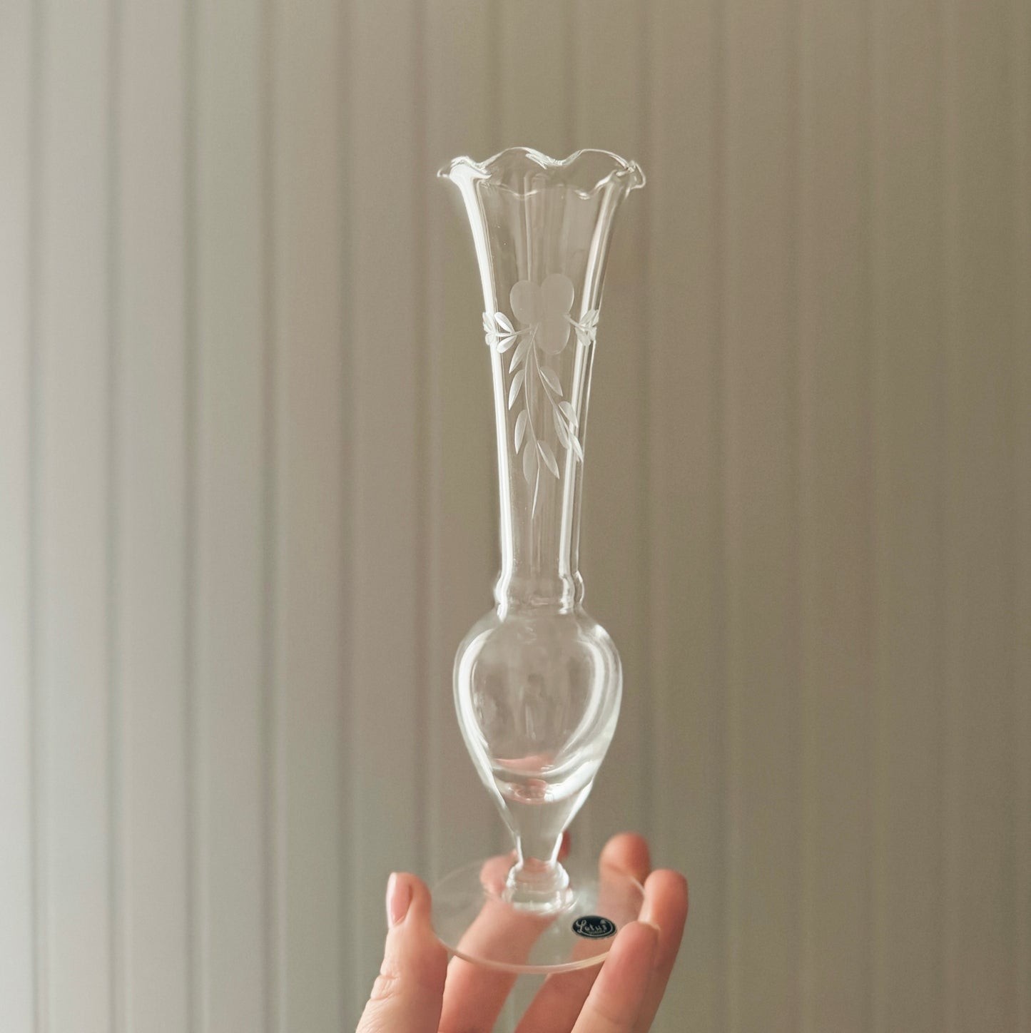 Ruffle Etched Bud Vase