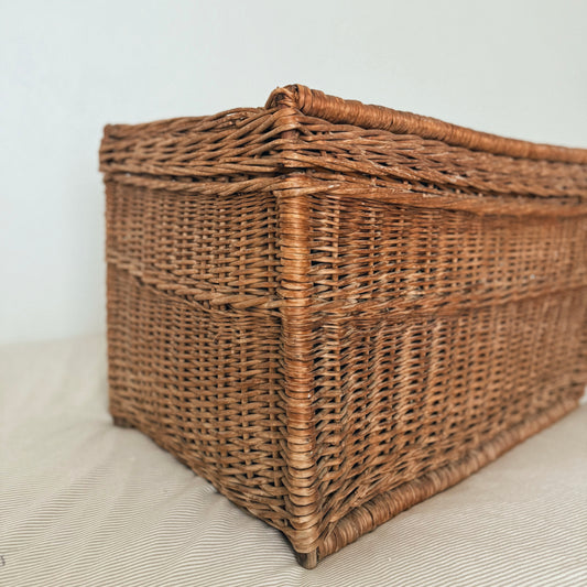 Antique Lidded Wicker Trunk (Local Purchase Only)