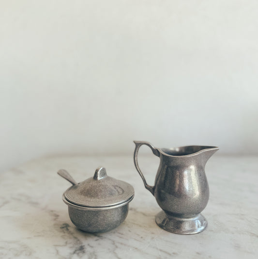 Pewter Cream and Sugar