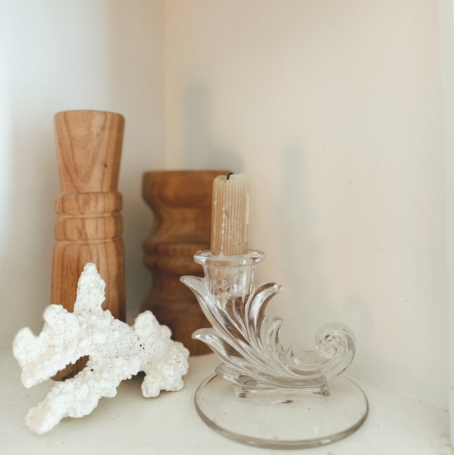 Fostoria Clear Glass Candle Holder