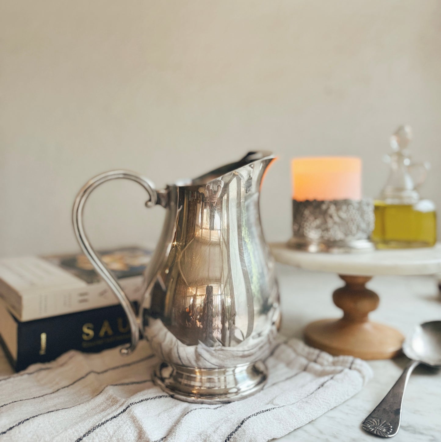 Silver-Plated Pitcher With Ice Guard (see description)