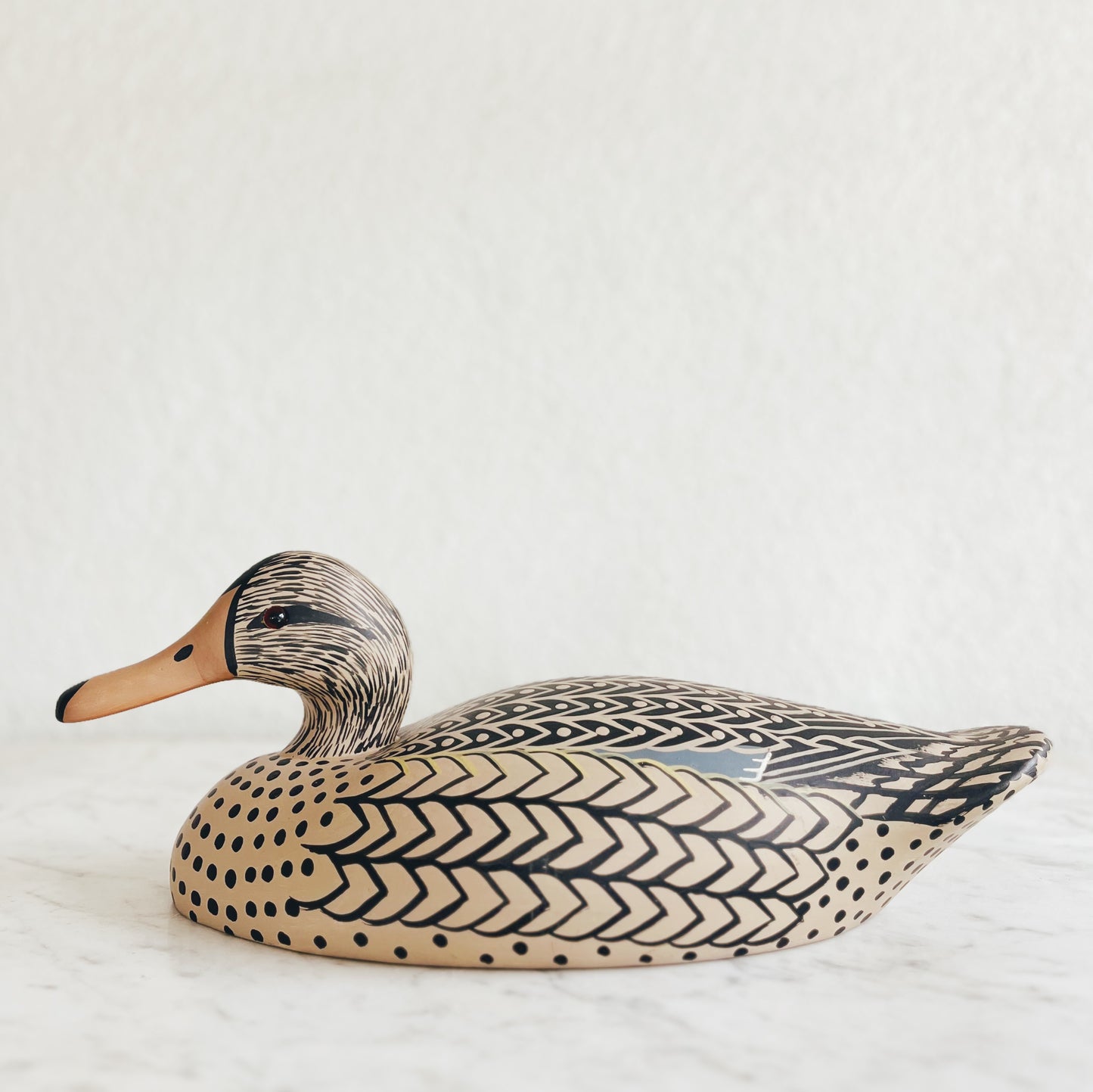 Hand Painted Black and White Vintage Duck