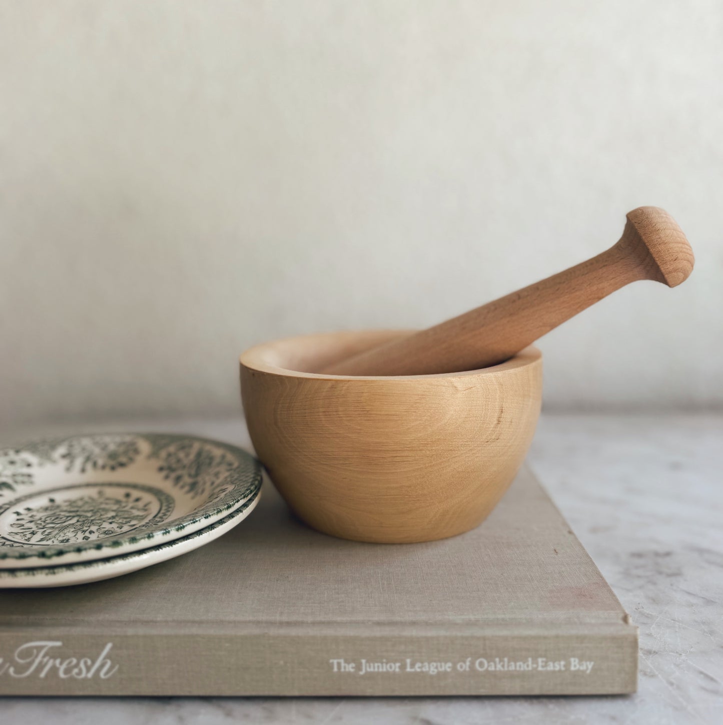 Mid Century Modern Wooden Mortar and Pestle