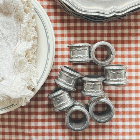 Set of 8 Pewter Napkin Rings