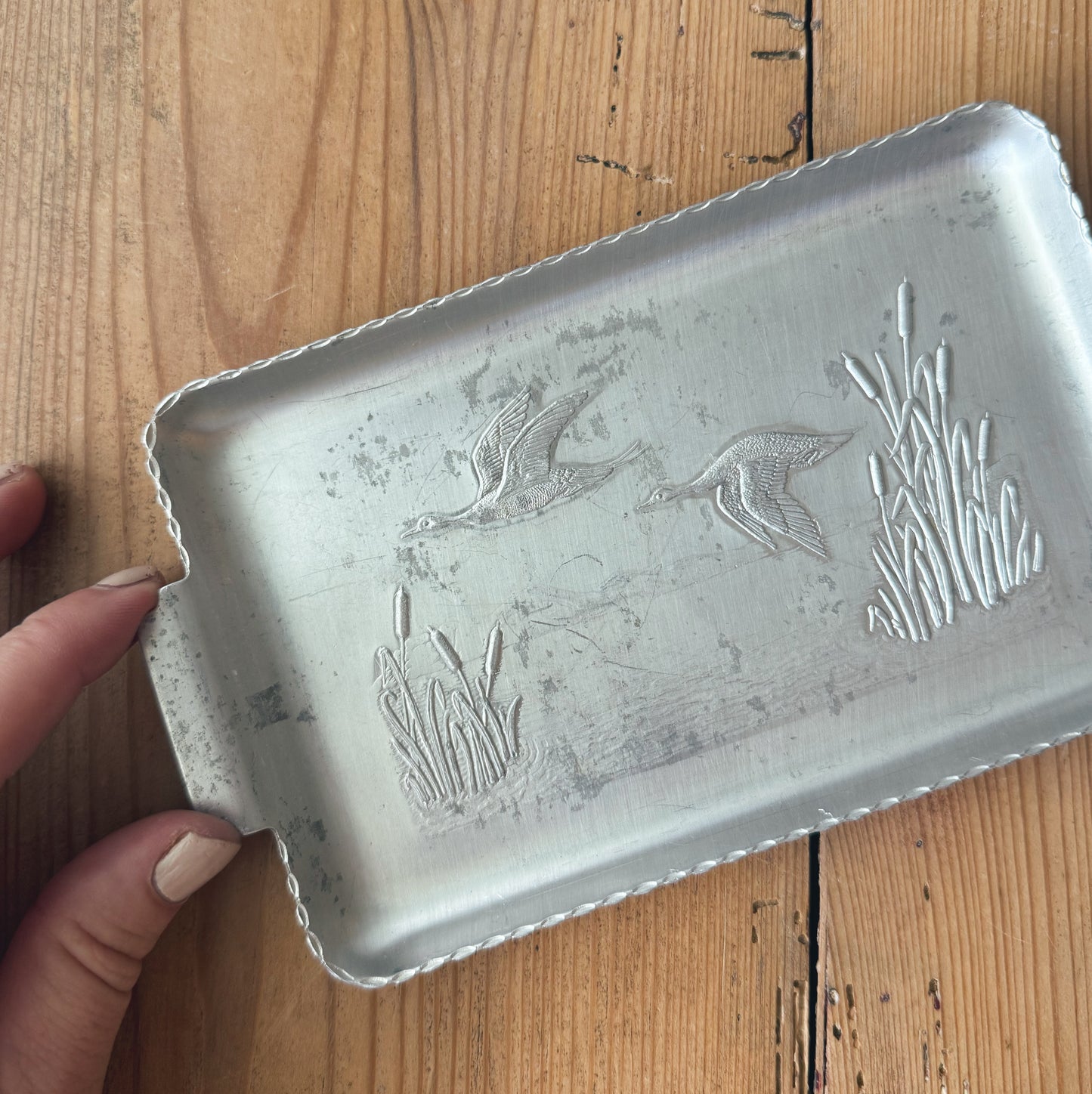 Vintage Aluminum Geese Tray