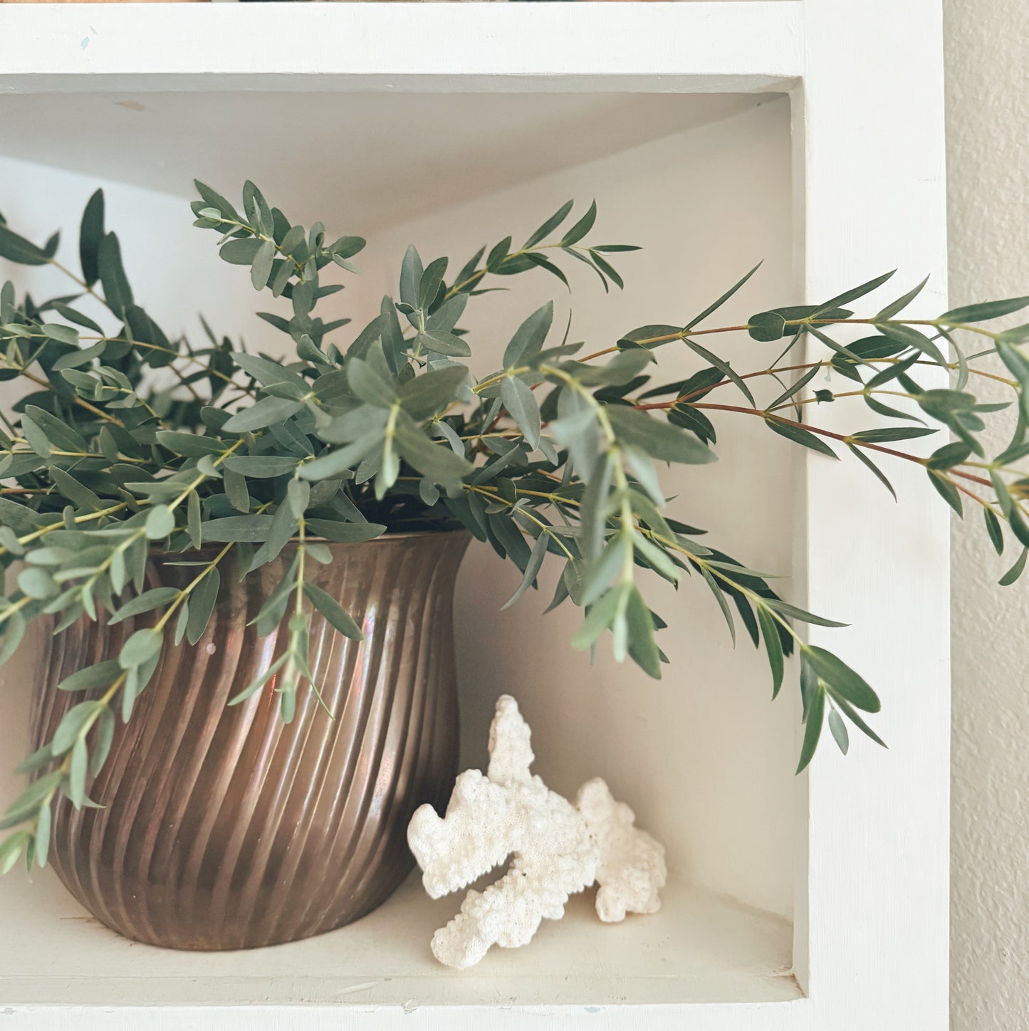 Vintage Dark Ribbed Brass Planter