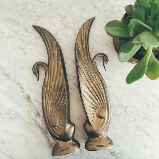 Tall Pair of Art Deco Brass Bookends