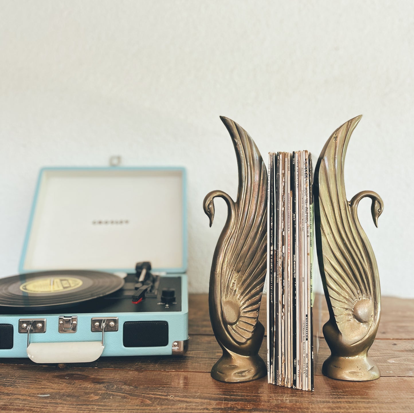 Tall Pair of Art Deco Brass Bookends