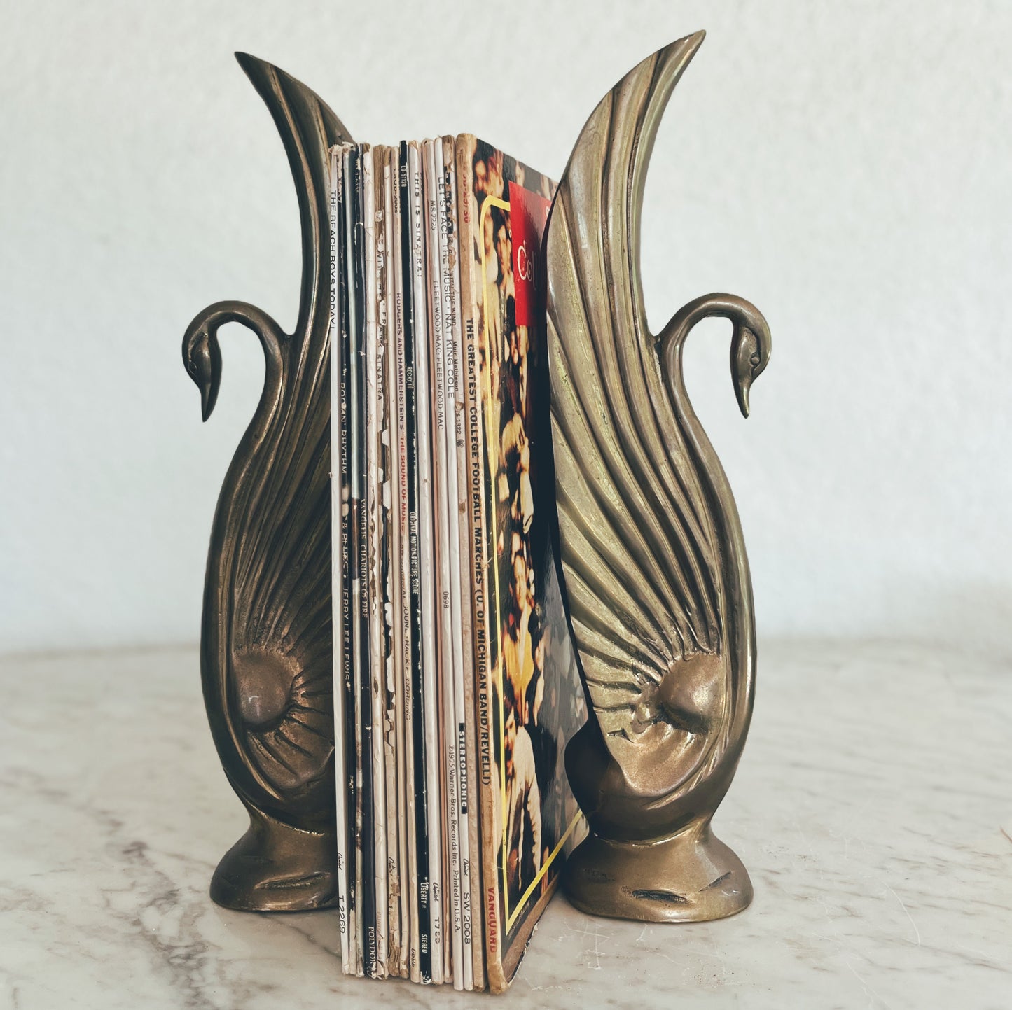 Tall Pair of Art Deco Brass Bookends